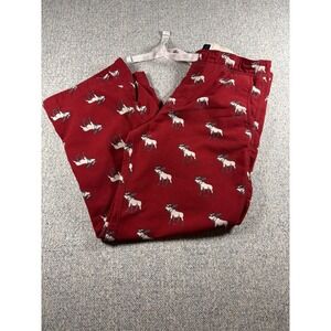 Abercrombie Womens Moose Logo Pajama Lounge Pants XL Red Flannel Bottoms Y2K